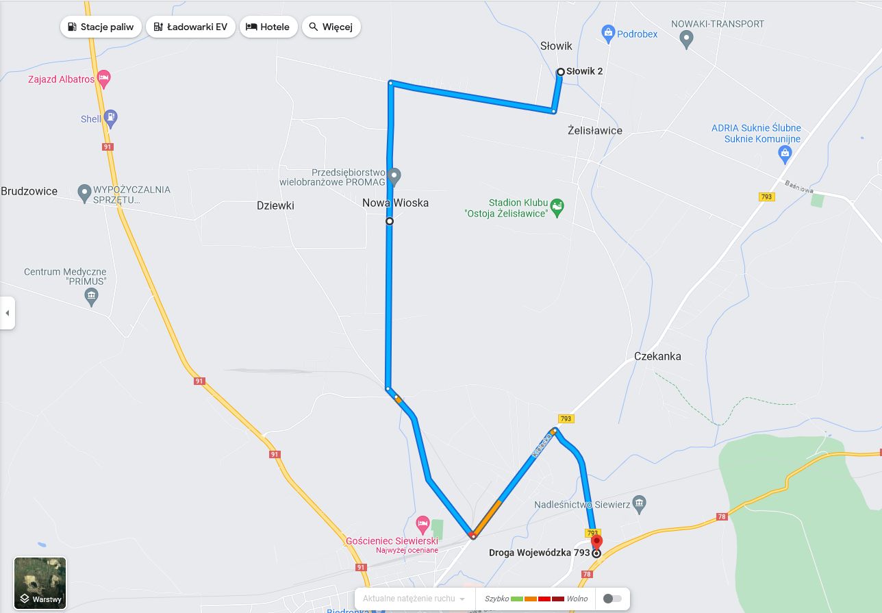mapa dojazdu dla pojazdów powyżej 3,5 tony